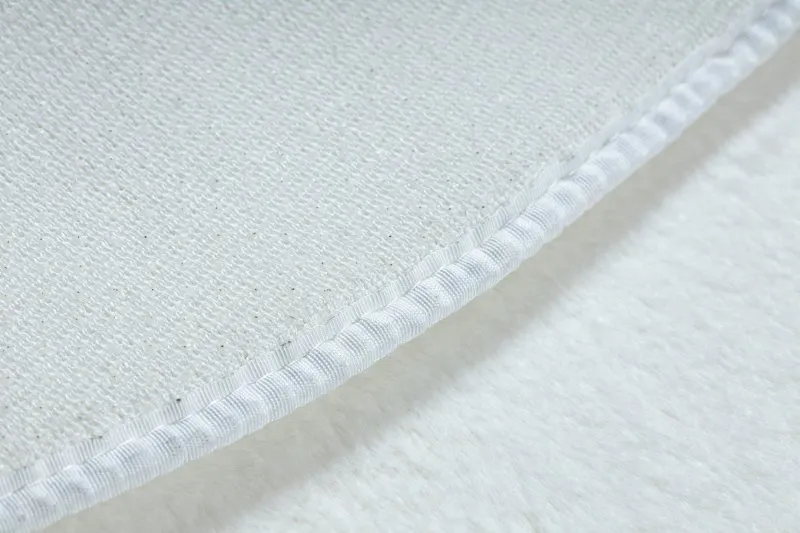 Tapis cercle POSH Shaggy ivoire très épais, en peluche, antidérapant, lavable