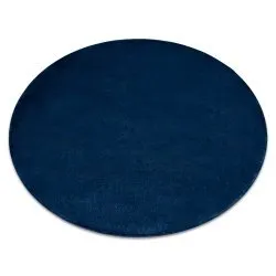 Tapis cercle POSH Shaggy bleu foncé très épais, en peluche, antidérapant, lavable