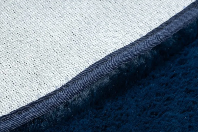 Tapis cercle POSH Shaggy bleu foncé très épais, en peluche, antidérapant, lavable