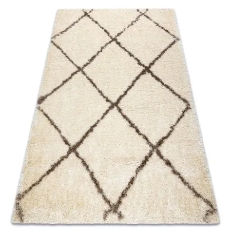 Dywan FLUFFY 2373 shaggy kratka, trellis - krem / beż