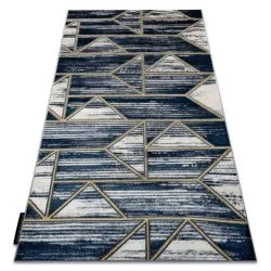 Tapis DE LUXE moderne 462 Géométrique - Structural bleu foncé / or