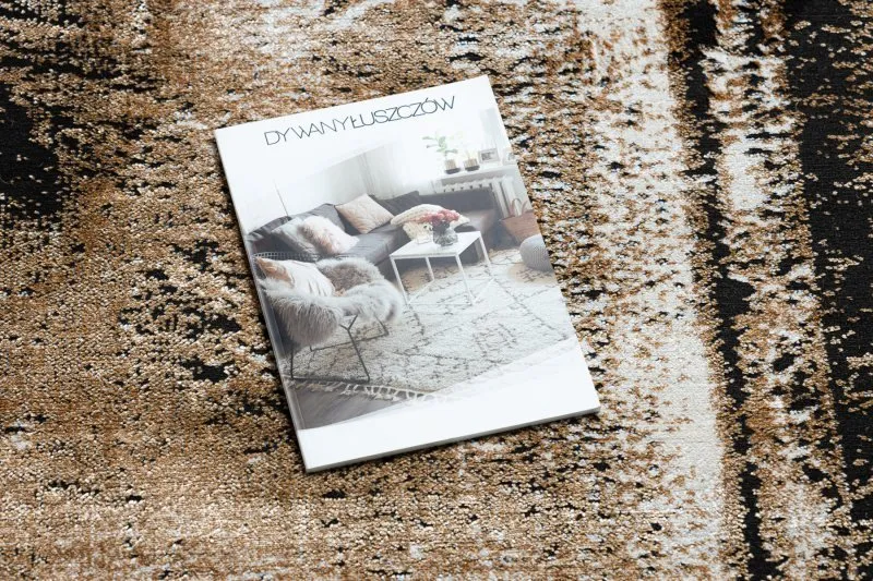 Tapis DE LUXE moderne 634 Cadre vintage - Structural gris / or