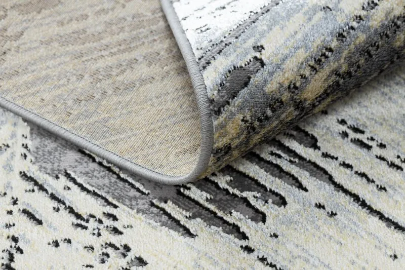 Dywan DE LUXE nowoczesny 2087 Jodełka Chevron vintage przecierany - Strukturalny złoty / szary