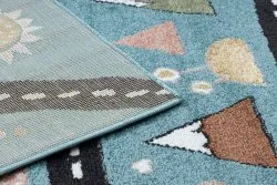 Tapis FUN Route pour enfants, rue, animaux bleu