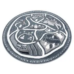 Tapis FUN Land pour enfants, le village, des rues cercle - bleu