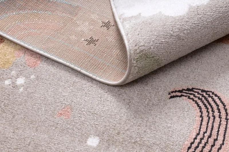 Tapis FUN Sweety pour enfants, licorne, arc en ciel beige