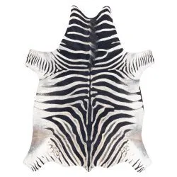 Tapis Imitation Peau de vache, Zèbre G5128-1, cuir noir blanc