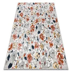 Tapis Structurel BOTANIC 65239 fleurs, tissé à plat sur balcon, terrasse - gris