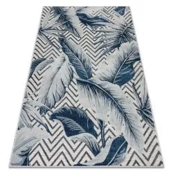 Tapis Structurel BOTANIC 65242 Plumes, zigzag, tissé à plat sur balcon, terrasse - gris