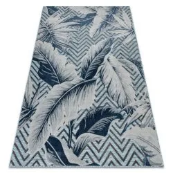 Tapis Structurel BOTANIC 65242 Plumes, zigzag, tissé à plat sur balcon, terrasse - bleu aqua