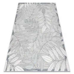 Tapis Structurel BOTANIC 65241 Feuilles tissé à plat sur balcon, terrasse - gris