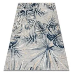 Tapis Structurel BOTANIC 65265 Feuilles de monstère tissé à plat sur balcon, terrasse - gris