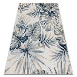 Tapis Structurel BOTANIC 65265 Feuilles de monstère tissé à plat sur balcon, terrasse - écru