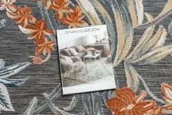 Dywan Strukturalny BOTANIC 65262 Kwiaty, liście płasko tkany, na balkon, taras - czarny