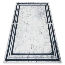Tapis lavable ANDRE 1023 Cadre marbre antidérapant - noir et blanc