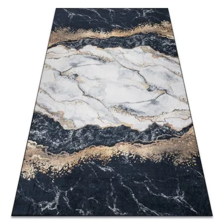 Tapis lavable ANDRE 1124 Marbre antidérapant - noir