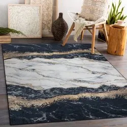 Tapis lavable ANDRE 1124 Marbre antidérapant - noir