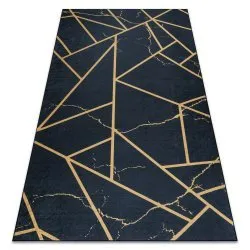 Tapis lavable ANDRE 1222 Marbre, géométrique antidérapant - noir