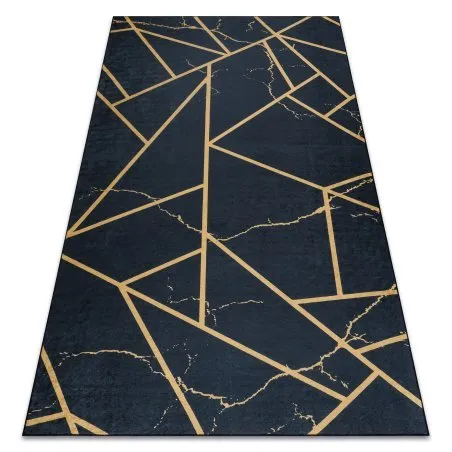 Tapis lavable ANDRE 1222 Marbre, géométrique antidérapant - noir