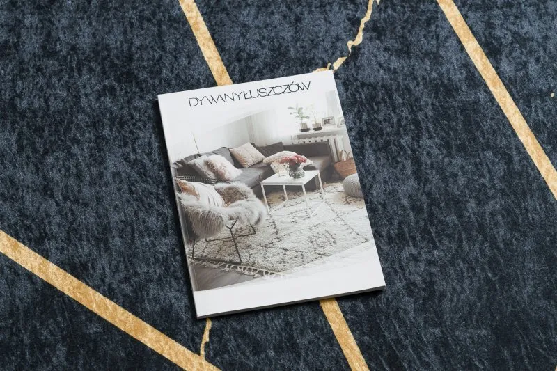Tapis lavable ANDRE 1222 Marbre, géométrique antidérapant - noir