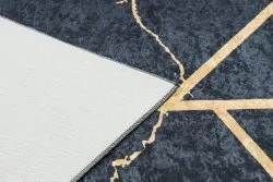 Tapis lavable ANDRE 1222 Marbre, géométrique antidérapant - noir