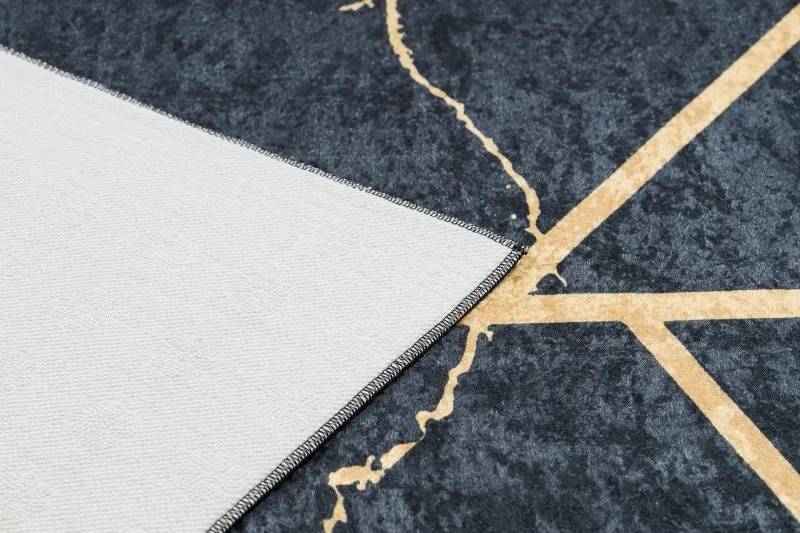 Tapis lavable ANDRE 1222 Marbre, géométrique antidérapant - noir