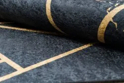 Tapis lavable ANDRE 1222 Marbre, géométrique antidérapant - noir