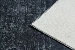 Tapis lavable ANDRE 1486 marbre vintage antidérapant - noir et blanc