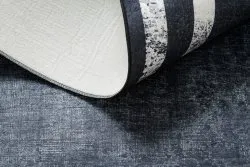 Tapis lavable ANDRE 1486 marbre vintage antidérapant - noir et blanc