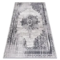 Tapis lavable ANDRE 1187 Ornement, vintage antidérapant - noir et blanc