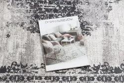Tapis lavable ANDRE 1187 Ornement, vintage antidérapant - noir et blanc