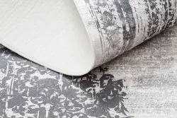 Tapis lavable ANDRE 1187 Ornement, vintage antidérapant - noir et blanc