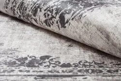Tapis lavable ANDRE 1187 Ornement, vintage antidérapant - noir et blanc