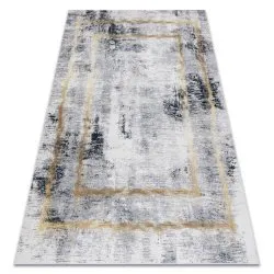 Tapis lavable ANDRE 1065 marbre vintage antidérapant - gris et or