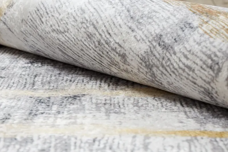 Tapis lavable ANDRE 1065 marbre vintage antidérapant - gris et or