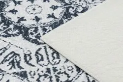 Tapis lavable ANDRE 1072 Rosette, vintage antidérapant - blanc et noir