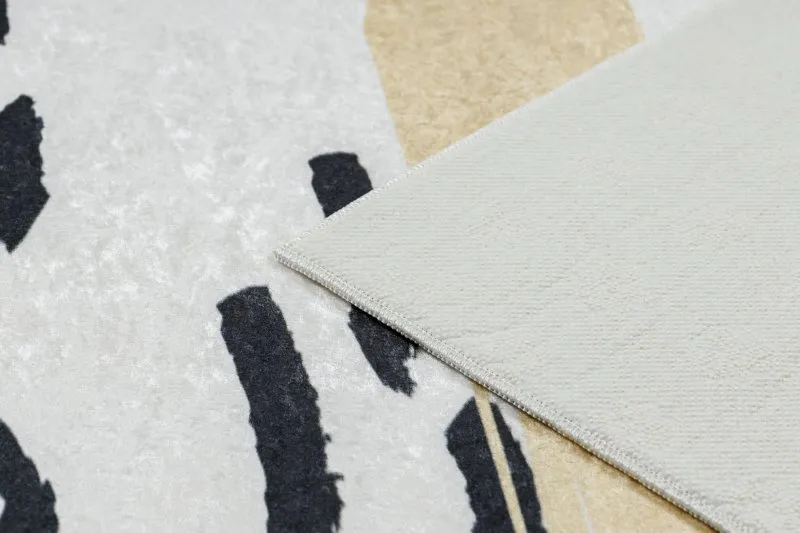 Tapis lavable ANDRE 1097 Abstraction antidérapant - blanc / jaune