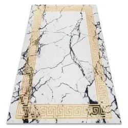 Tapis lavable ANDRE 1126 Marbre, grec antidérapant - blanc / or