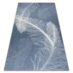 Tapis lavable ANDRE 1148 Plumes antidérapant - bleu