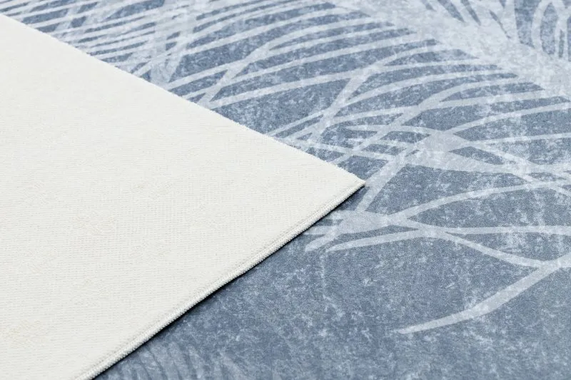 Tapis lavable ANDRE 1148 Plumes antidérapant - bleu