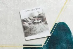 Tapis lavable ANDRE 1150 Feuilles de monstère, cubes antidérapant - blanc / or