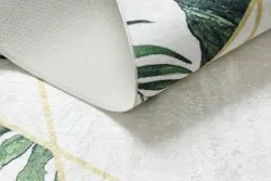 Dywan do prania ANDRE 1168 Liście Monstera, geometryczny antypoślizgowy - biały / zielony