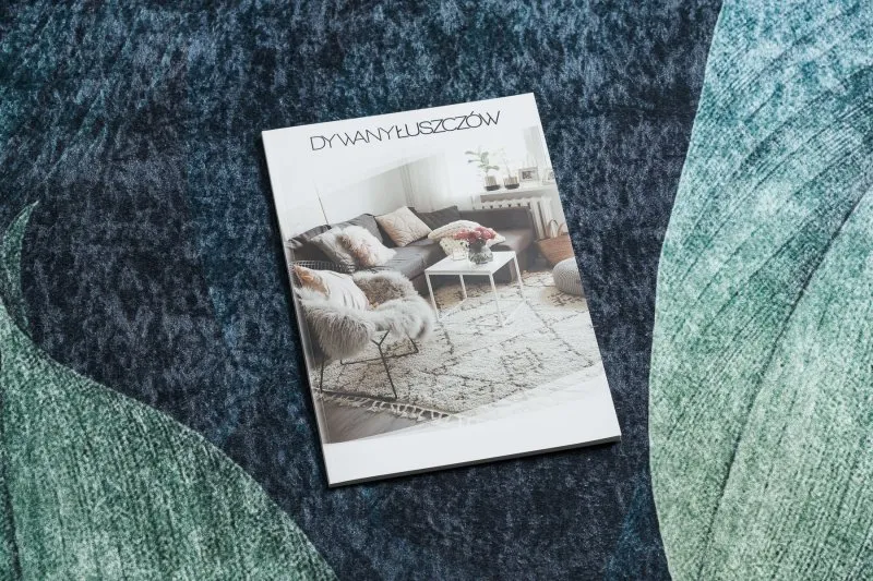 Tapis lavable ANDRE 1170 Feuilles, géométrique antidérapant - bleu