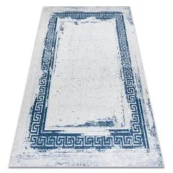 Tapis lavable ANDRE 1213 Grec vintage antidérapant - blanc / bleu