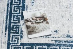 Tapis lavable ANDRE 1213 Grec vintage antidérapant - blanc / bleu