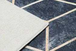 Tapis lavable ANDRE 1171 Cube, géométrique antidérapant - noir / or