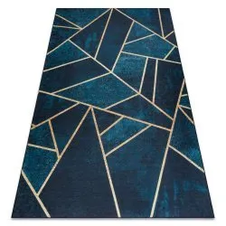 Tapis lavable ANDRE 1173 mosaïque, géométrique antidérapant - turquoise / or