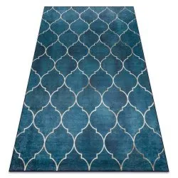 Tapis lavable ANDRE 1181 Treillis marocain antidérapant - bleu
