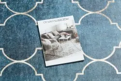 Tapis lavable ANDRE 1181 Treillis marocain antidérapant - bleu