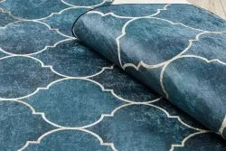 Tapis lavable ANDRE 1181 Treillis marocain antidérapant - bleu